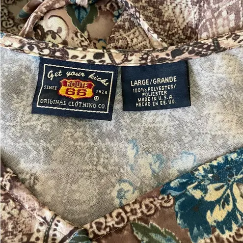 Route 66 Vintage Women Top L Back Tie Sheer Retro Y2K USA Boho Whimsigoth Fairy