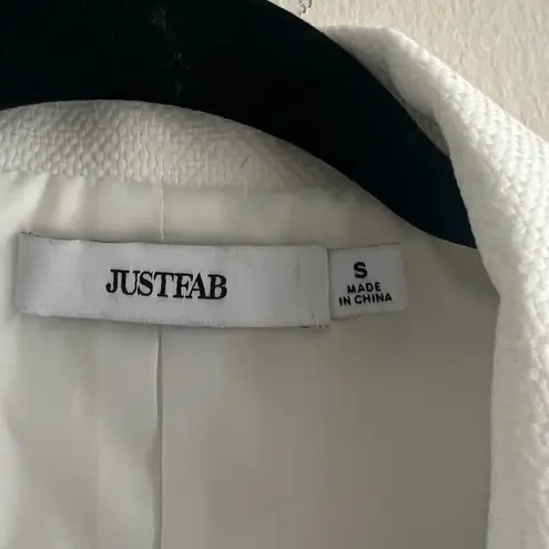 JustFab  Textured Double Breasted Blazer in White Size Small Women's