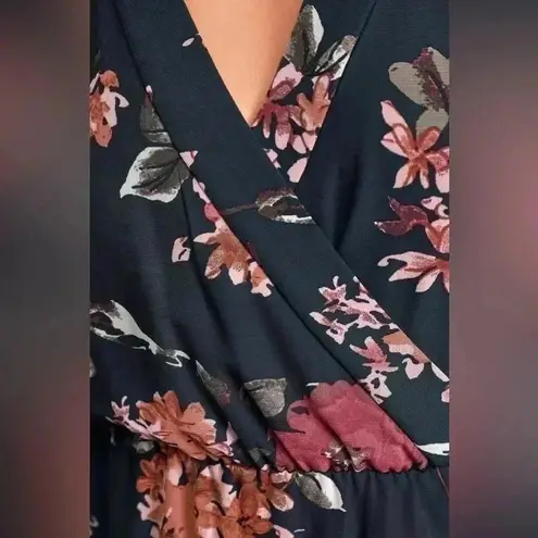 Lulus  pretty pretender navy floral mini long sleeve dress -  XS