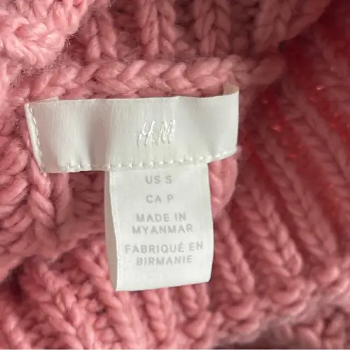 H&M  | Pink High Neck Chunky Knit Cropped Sweater Sz S