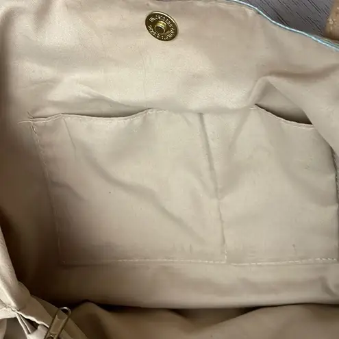 Sun N Sand Sun 'N' Sand Beige Woven Straw Magnetic Snap Close Shoulder Bag 19.5" X 11.5"