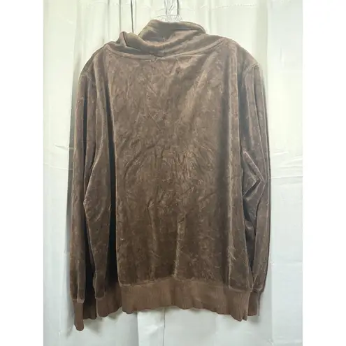 Michael Kors Hoodie Womens 3X Brown Velour Full Zip Gold MK Logo Sweatshirt Size undefined