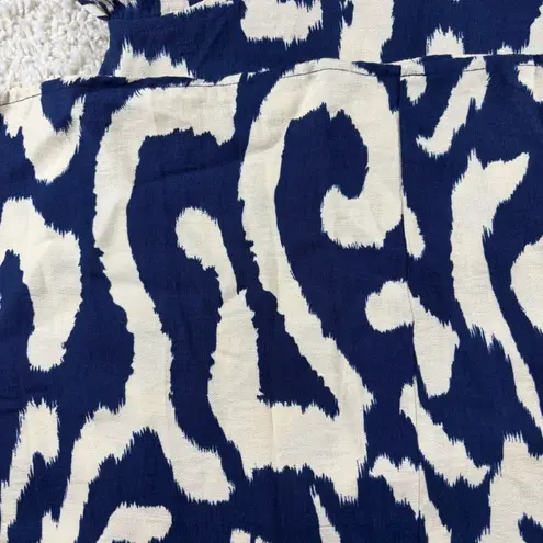 Molly Bracken Maxi Dress Navy Cream Abstract Print Flutter Sleeve V Neck S