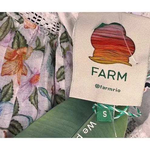 Farm Rio Sweet Bloom Dress Small Mini Bouquet Short Sleeve Eyelet Lace Garden