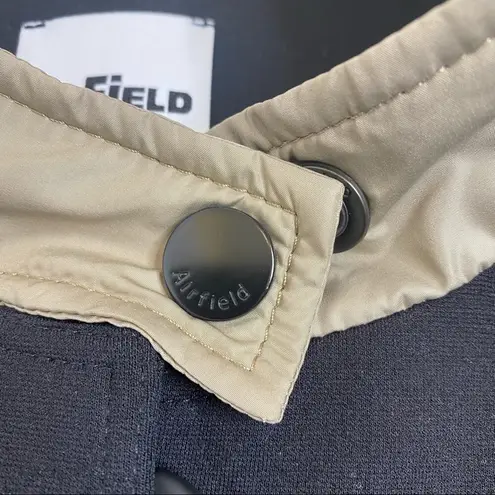 Airfield Button Down Long Sleeve Black Jacket Khaki Satin Trim M Size M
