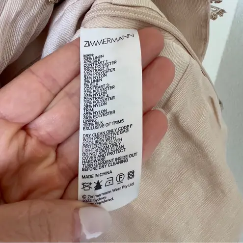 Zimmermann NWT Kaleidoscope Lace Doily Long Sleeve Blouse in Buff Beige