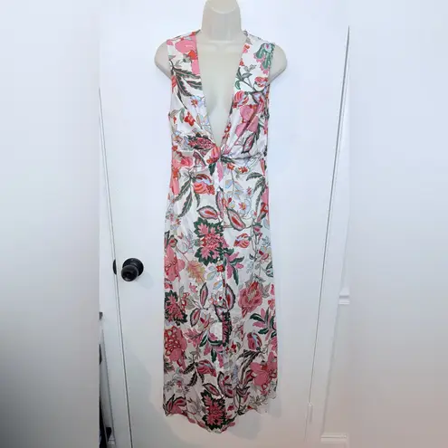 Revolve Brand Misa Casablanca Floral Midi Dress Size M NWT. Low Cut Pink Size M