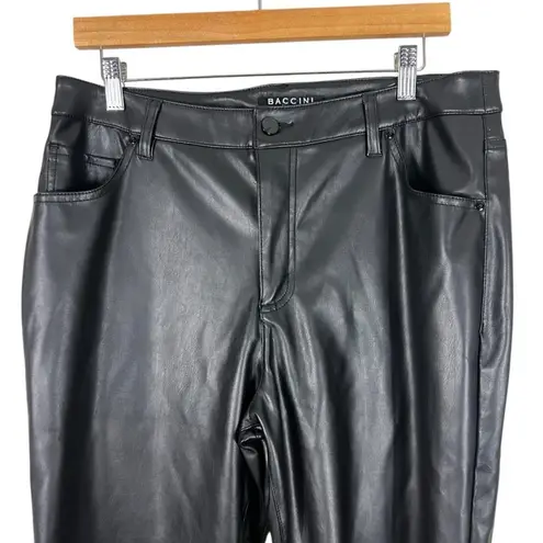 Baccini NWT Pants Womens M Black Faux Leather Straight Leg High Rise Minimalist