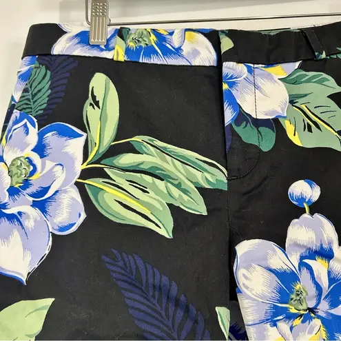 Banana Republic  Women’s Floral Print Bermuda Shorts Black Green Size 4 EUC