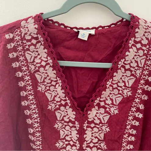 Sundance Peasant Bohemian Embroidered Lantern Sleeve Top in size M Size M