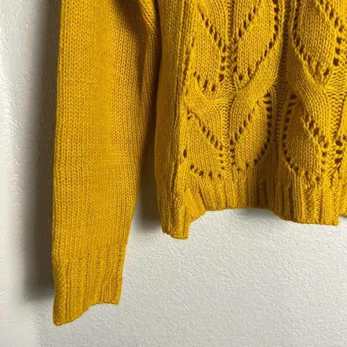 1901 Mustard Yellow Chunky Piontelle Knit Crewneck Pullover Sweater Size L