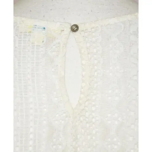 Kori America Sleeveless Croquet Ivory Mini Dress Ladies L Lined Boho Cottage