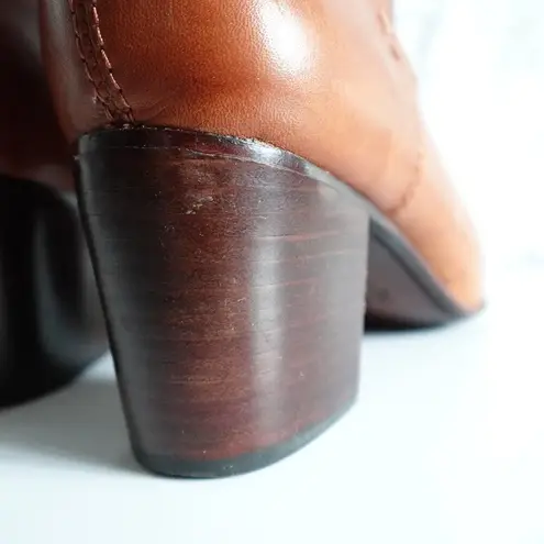 Frye  Stella Whiskey Brown Cognac Leather Zip Short Ankle Boots