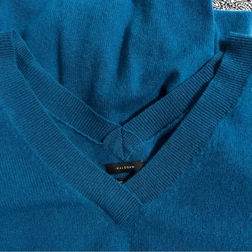 Halogen blue teal 100% cashmere cardigan oversize wide vneck sweater : Box L01: Size undefined