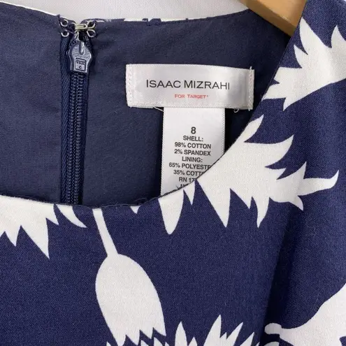 Isaac Mizrahi NWT Navy Blue White & Floral Cotton Sleeveless Dress Size 8