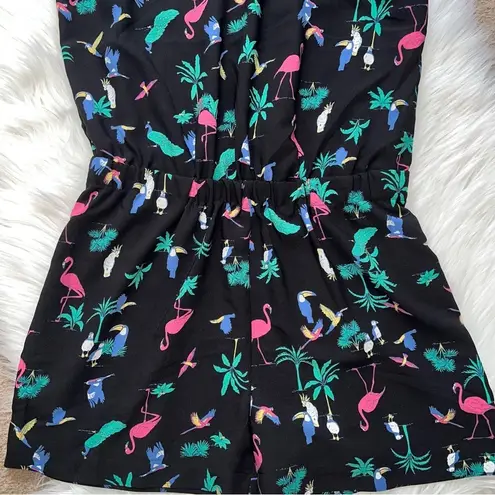 Loft  Tropical Bird & Palm Tree Print Short Romper Small