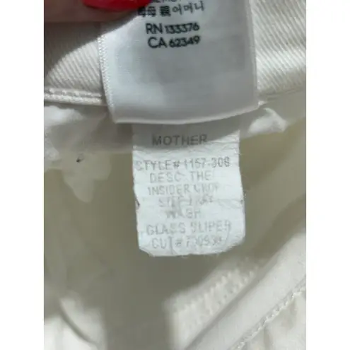 Mother The Insider Crop Step Fray White Denim Jeans Raw Hem Glass Slipper 25