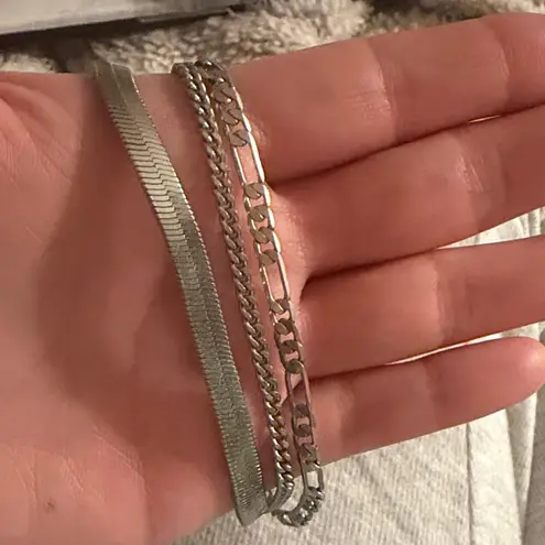 Silver Layered Anklet