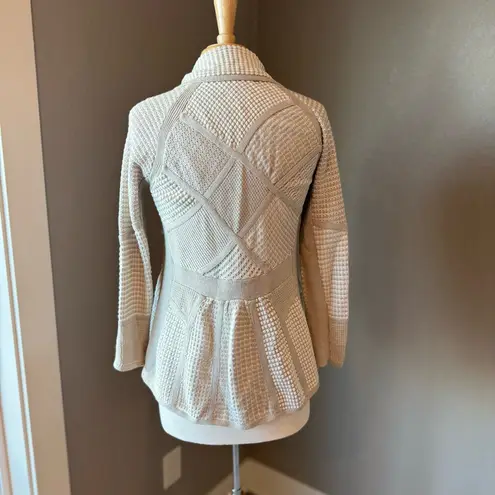 Nic+Zoe  Smoke and Mirrors Beige Textured Knit Cardigan Zip Sweater Small