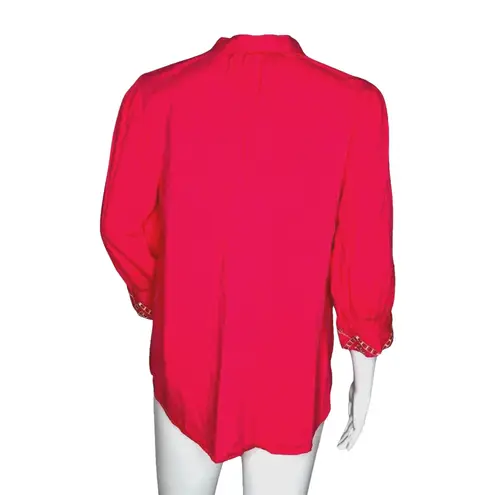 Knox Rose  Shirt Womens Small Pink‎ Floral Embroider Flower Boho Bohemian Peasant