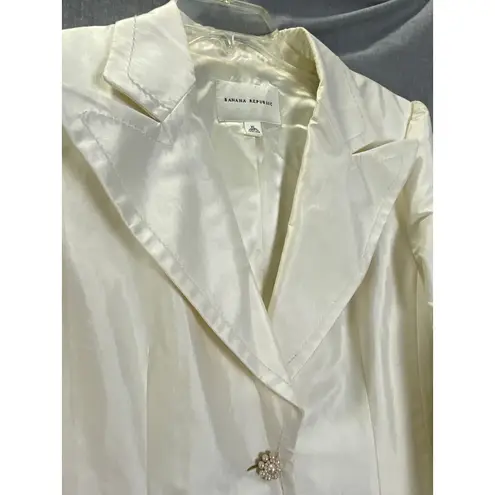 Banana Republic Vintage White Label Satin Blazer Ivory Longline Jacket XL