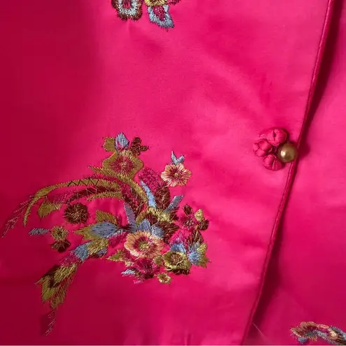 Sharagano Women’s Chinese Traditional Vintage Pink Embroidered Reversible Jacket NEW