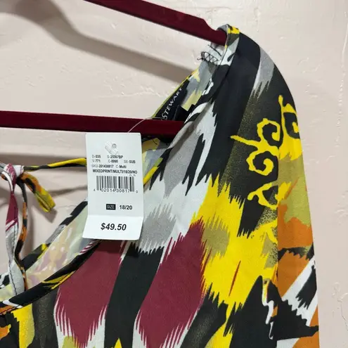 Ashley Stewart New V Neck Abstract Print Blouse