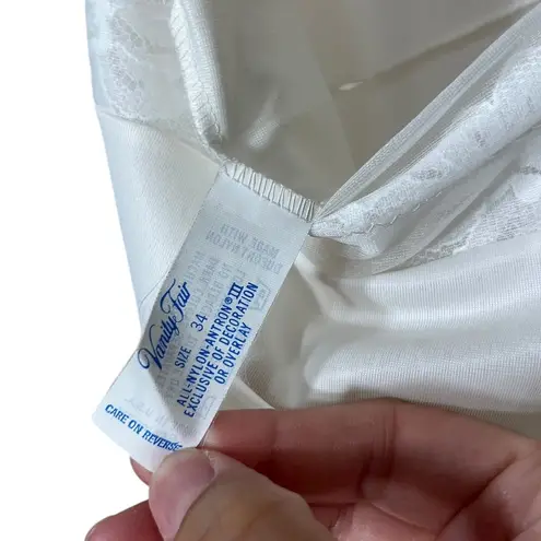 Vanity Fair White Lace Trim Slip Dress Adjustable Straps Lingerie Intimates