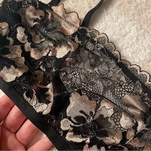 NWOT Black & Rose Gold Lace Bralette Size XS