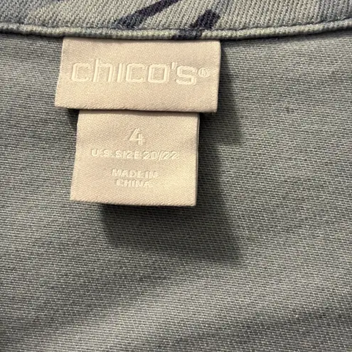 Chico's  Blue Leaf Floral Denim Jean Jacket Size 4 (20/22)