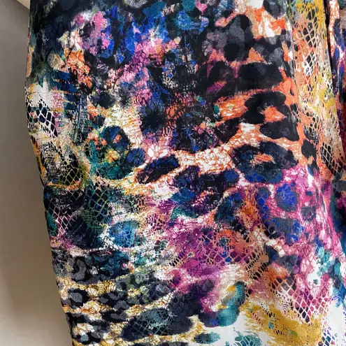 Suzi Chin for Maggy Boutique Dress Animal Print Colorful Tie Waist 8P 8 Petite Black