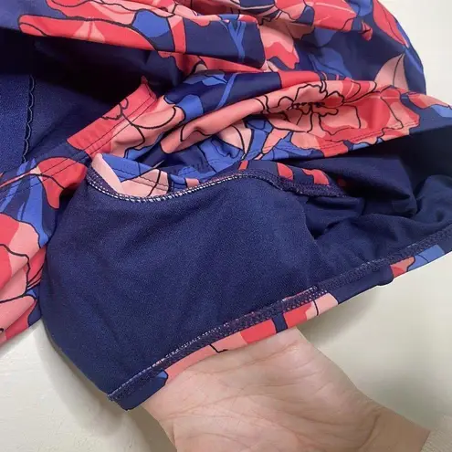 Kona Sol Blue Pink Floral One Piece Swimsuit Summer Beach Large