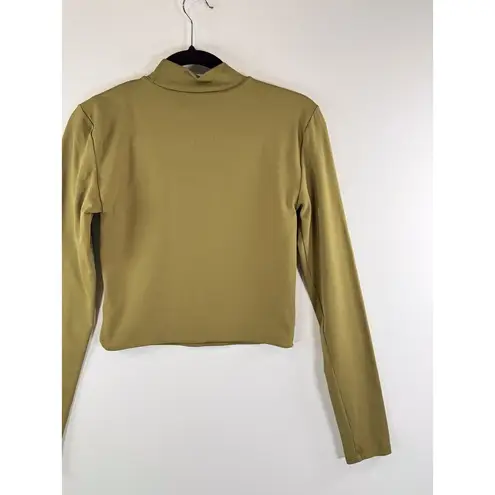 Babaton Aritzia Womens Top Green Cropped Mock Neck Long Sleeve Pullover Medium