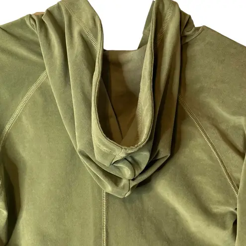 prAna bright olive green hooded sweatshirt sultra polyester blend size small