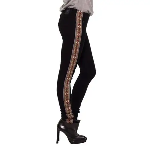 One Teaspoon  Aztec Embroidered Skinny Jeans in Black High Waist Dixie Size 26