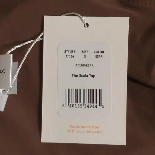 ANDIE The Scala Padded Bandeau Bikini Top Strapless Espresso Brown New S