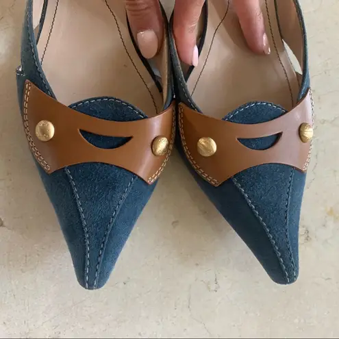Tod's Leather and Suede Kitten Heels Sz 8