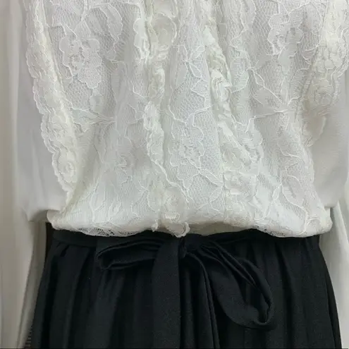 Vintage 70’s junior Sears Fashion Place Victorian style lace top midi dress Black Size 8