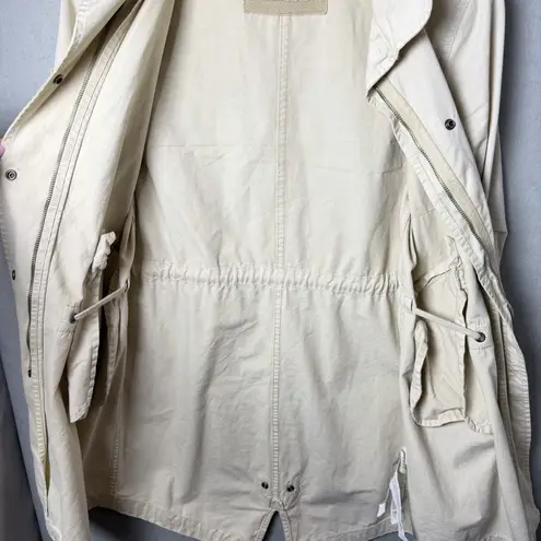Bershka Cream Utility Trench Coat Jacket Arm Patches Womens US Size XS