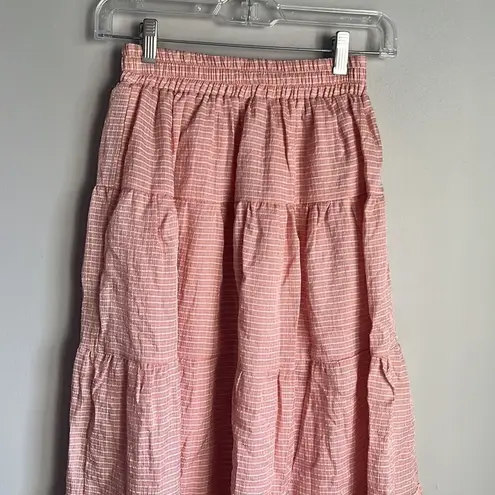 En Saison Riley Stripe Midi Skirt Pink