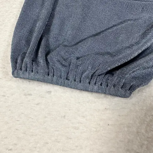 Sophie Rue  Off Shoulder Crop Top Size Small Blue Slinky Front Tie Puff Sleeves thumbnail 3