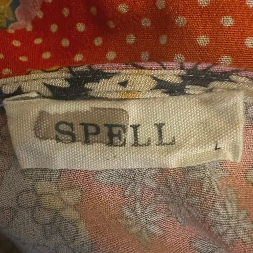 Spell & the Gypsy Bohemian Patchwork 70s Witchy Cha Cha Maxi Dress Size Large Blue - Image 15