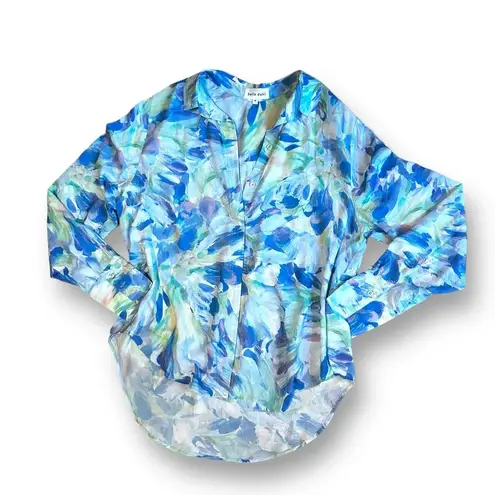 Bella Dahl Anthropologie Paint Brush Stroke Hidden Placket Button Down Top Med