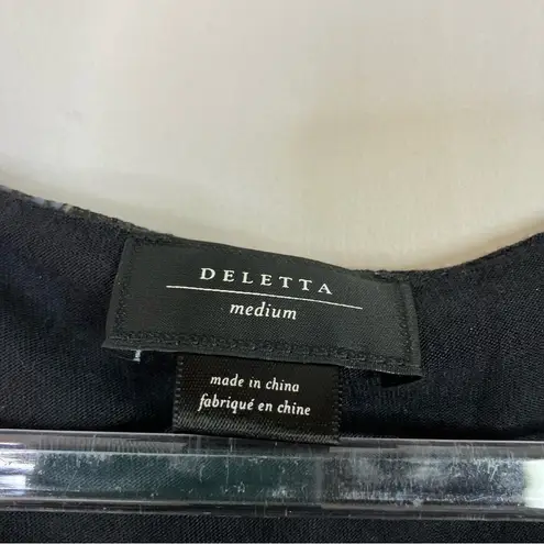 Deletta Anthro | Black Feather Leaf Twist Tank Top Womens M