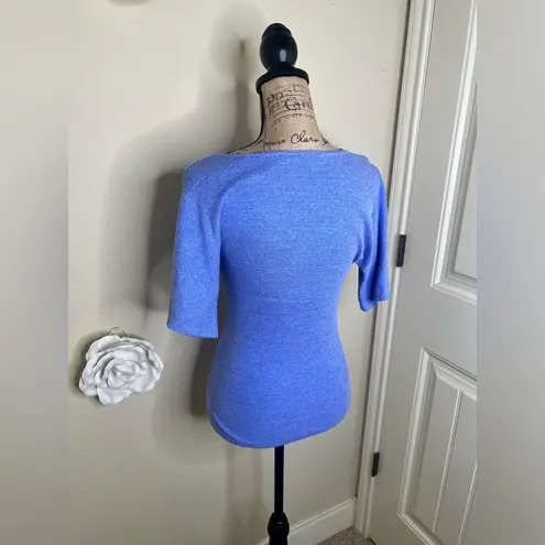 Michael Stars NTM: Cowl Neck Blouse in Medium Blue Color with Ruched Waist Sz OS