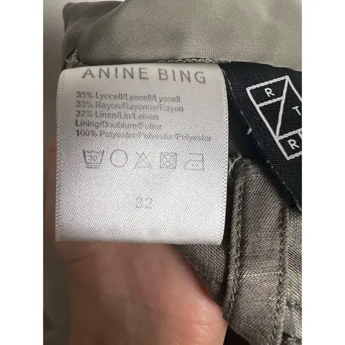 ANINE BING Carrie Pleated Wide Leg Linen High Waist Trouser Pants Size XS