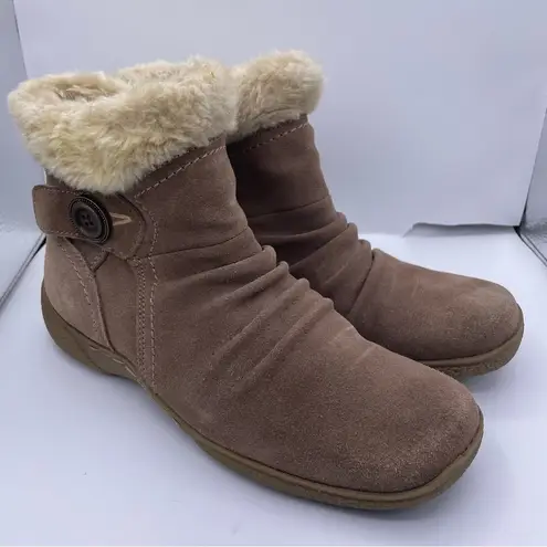 Baretraps faux fur leather tan winter ankle boots women Size 8 1/2