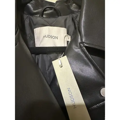 Hudson Faux Leather Black Jacket Small NWT Sample Piece Biker Jacket Moto Detail