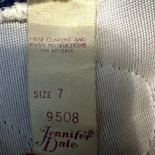 Allison Daley Vintage Jennifer Dale Robe Striped Floral Pattern Lace Collar White Blue 7 3X