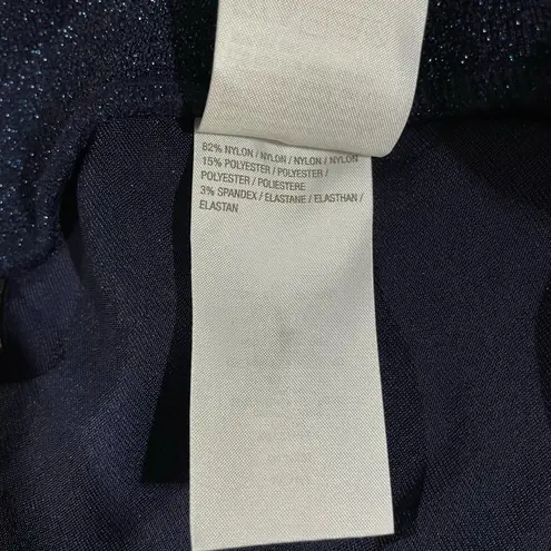 Susan Graver New Occasions Metallic Knit Wide Leg Pants Navy Blue Size Medium